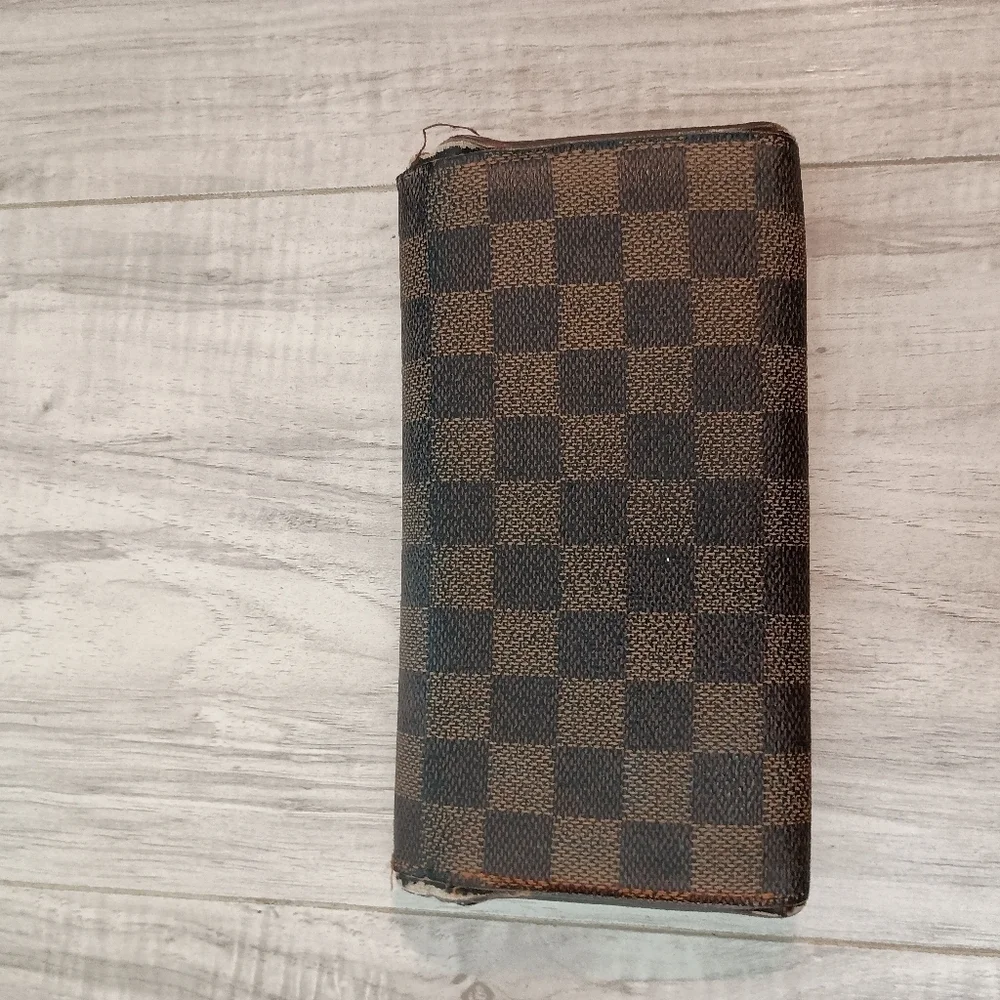 Authentic LOUIS VUITTON Damier Ebene Portefeuille Sarah Long Wallet